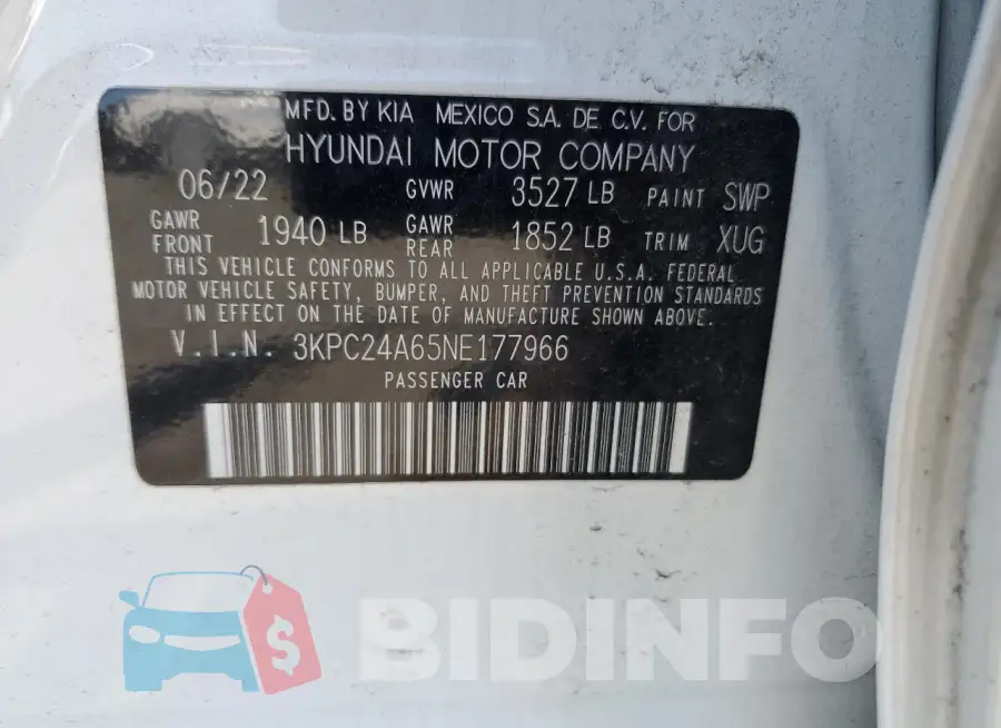 3KPC24A65NE177966 Photo# 12