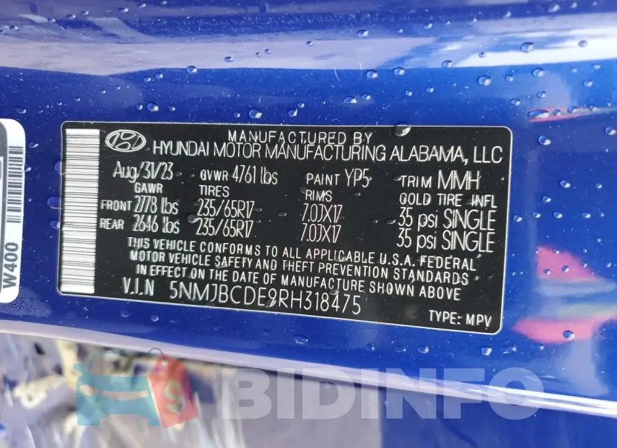 5NMJBCDE9RH318475 Photo# 12