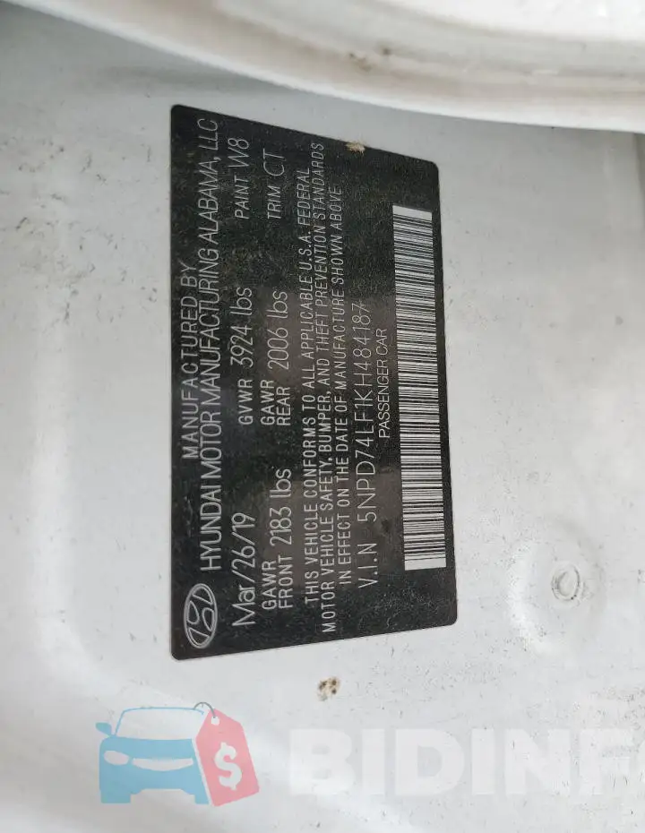 5NPD74LF1KH484187 Photo# 12