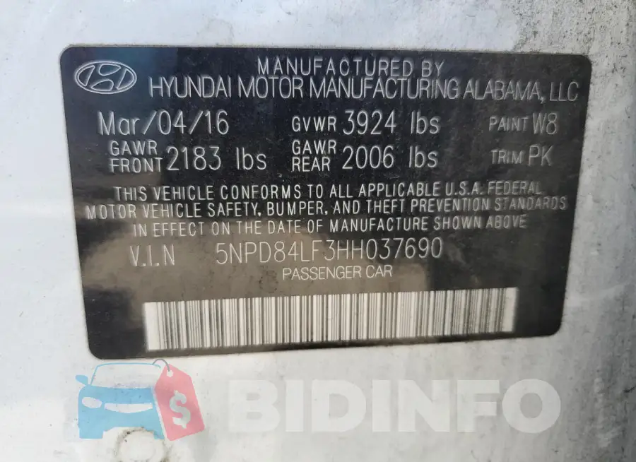 5NPD84LF3HH037690 Photo# 12