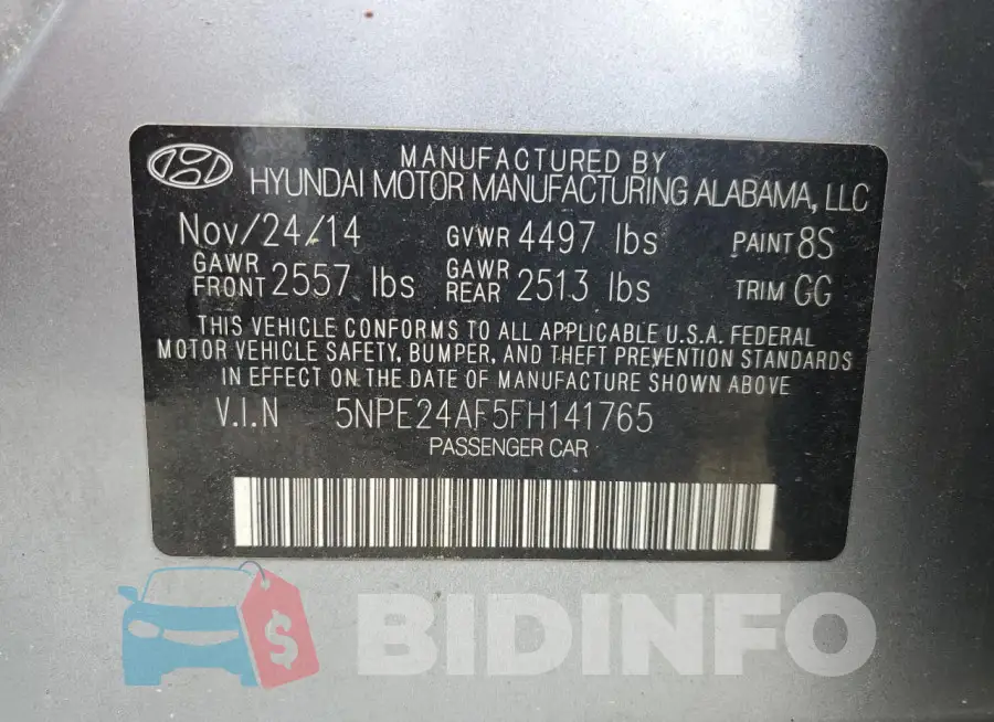 5NPE24AF5FH141765 Photo# 12