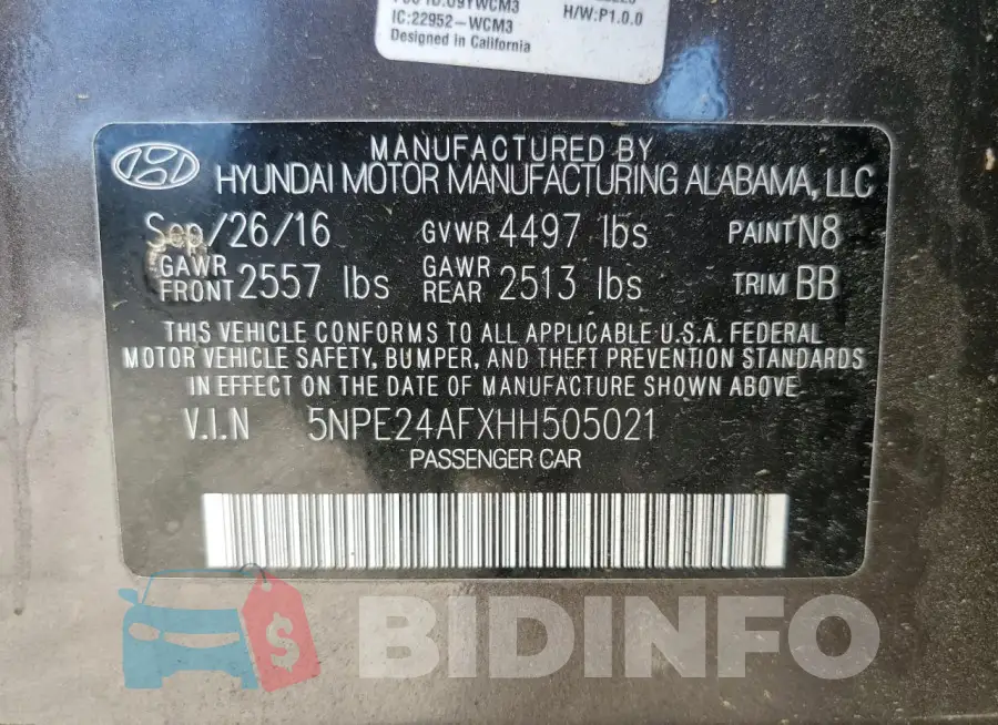 5NPE24AFXHH505021 Photo# 12