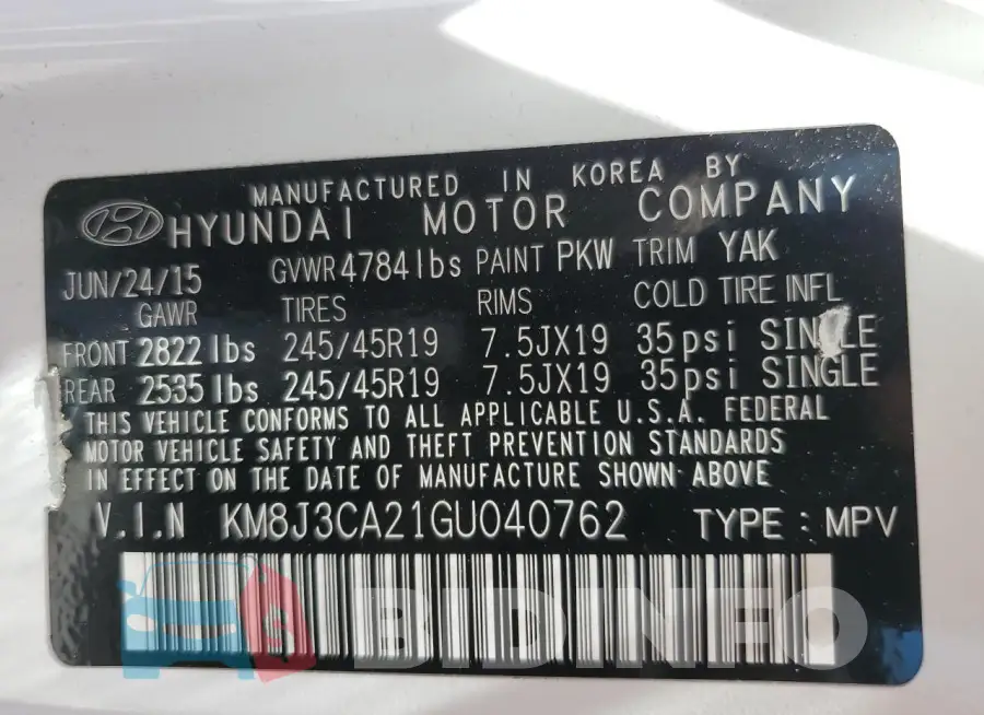 KM8J3CA21GU040762 Photo# 13