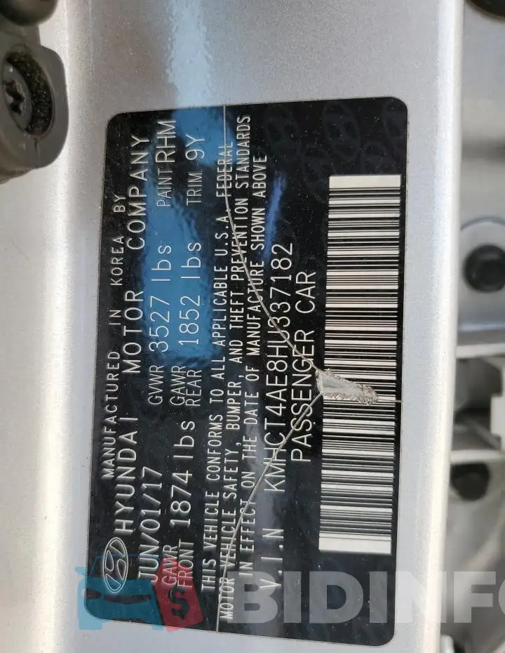 KMHCT4AE8HU337182 Photo# 12