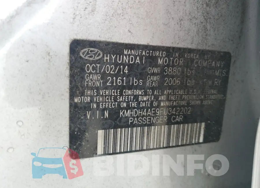 KMHDH4AE9FU342202 Photo# 12