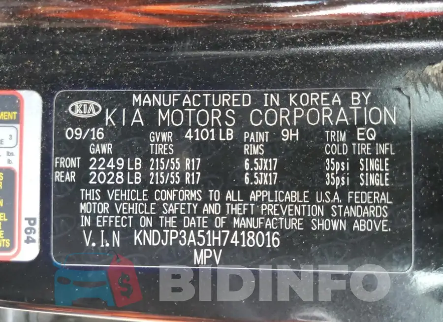KNDJP3A51H7418016 Photo# 12