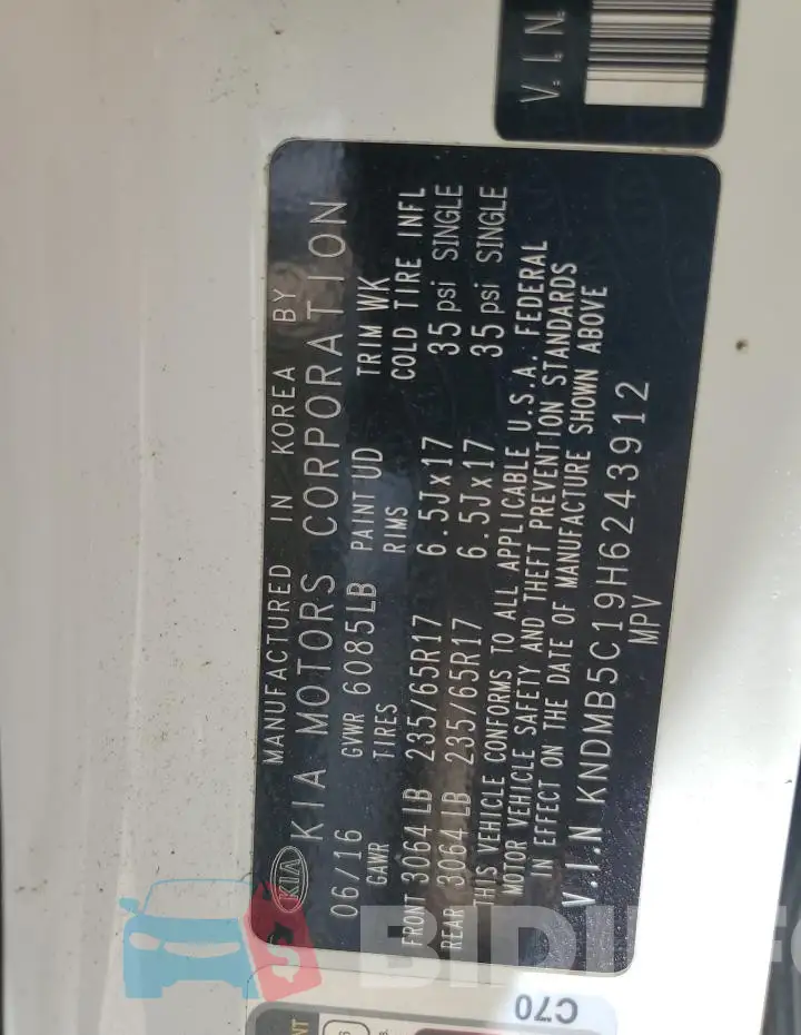 KNDMB5C19H6243912 Photo# 13