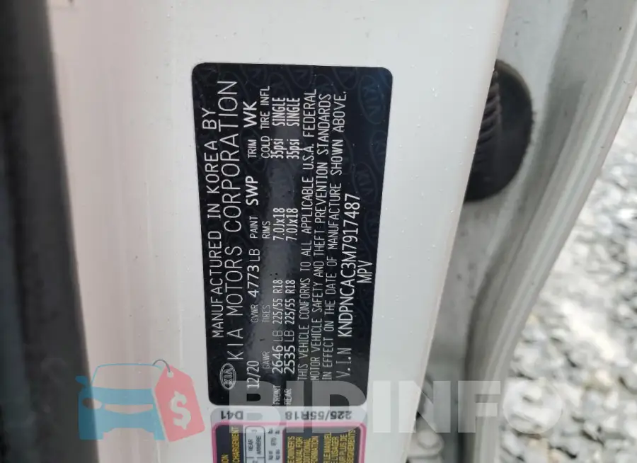 KNDPNCAC3M7917487 Photo# 13