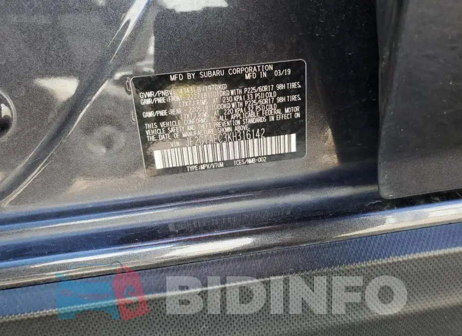 JF2GTAEC3KH316142 Photo# 12