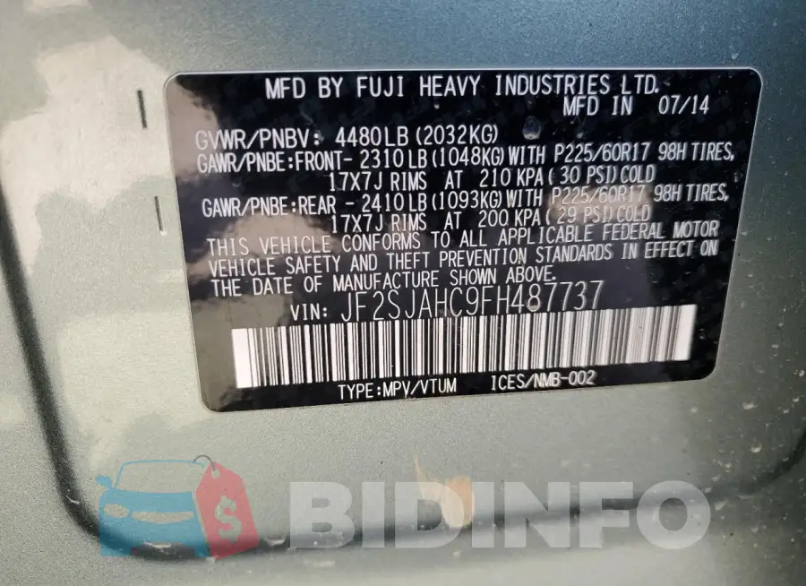 JF2SJAHC9FH487737 Photo# 13