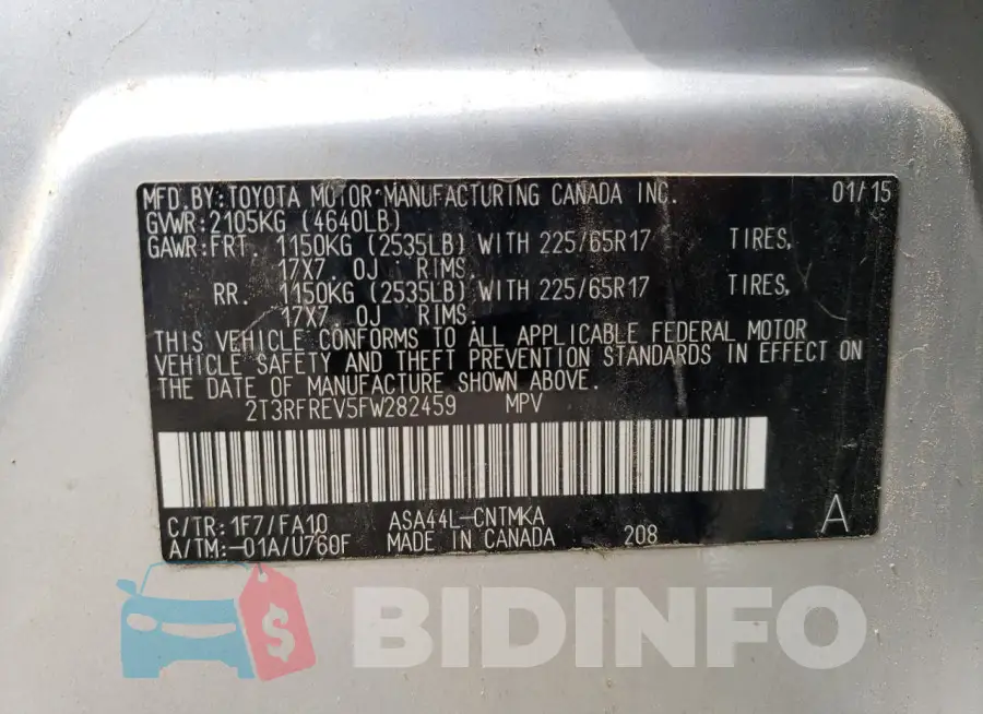 2T3RFREV5FW282459 Photo# 12