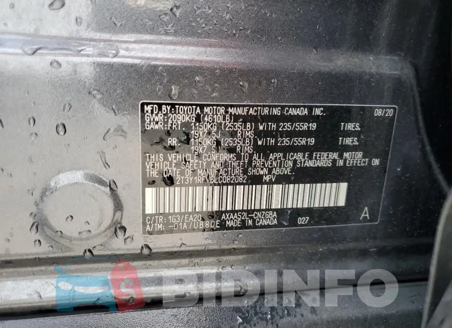 2T3Y1RFV6LC082082 Photo# 13
