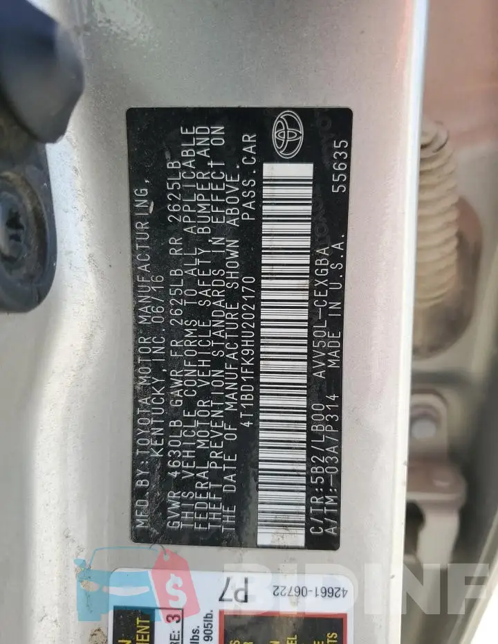 4T1BD1FK9HU202170 Photo# 12