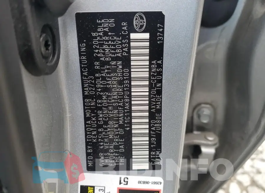 4T1C11AK8PU139100 Photo# 12