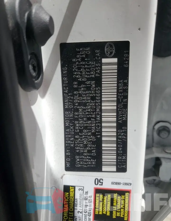 4T1C31AK2MU566665 Photo# 12