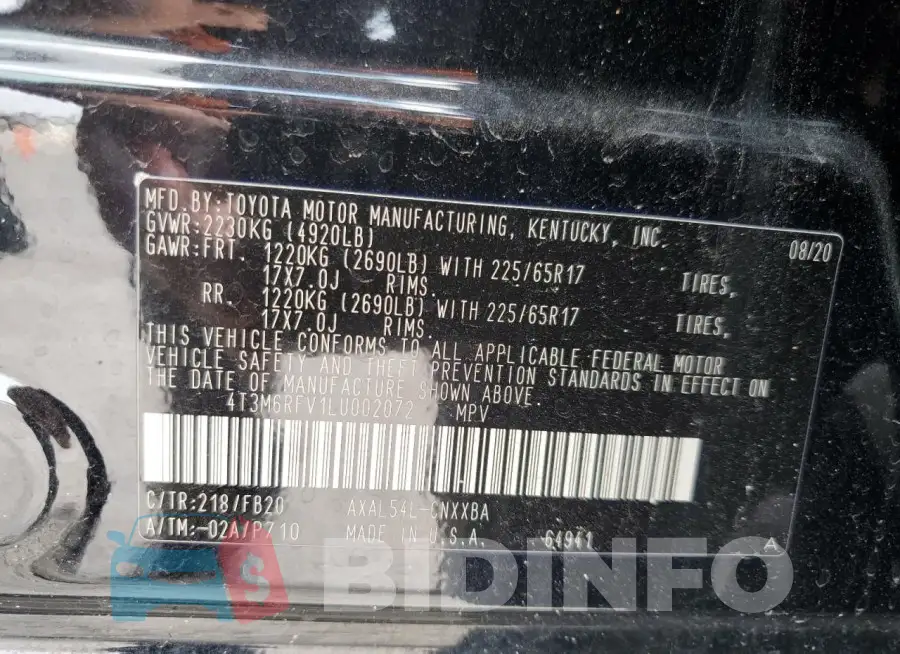 4T3M6RFV1LU002072 Photo# 12