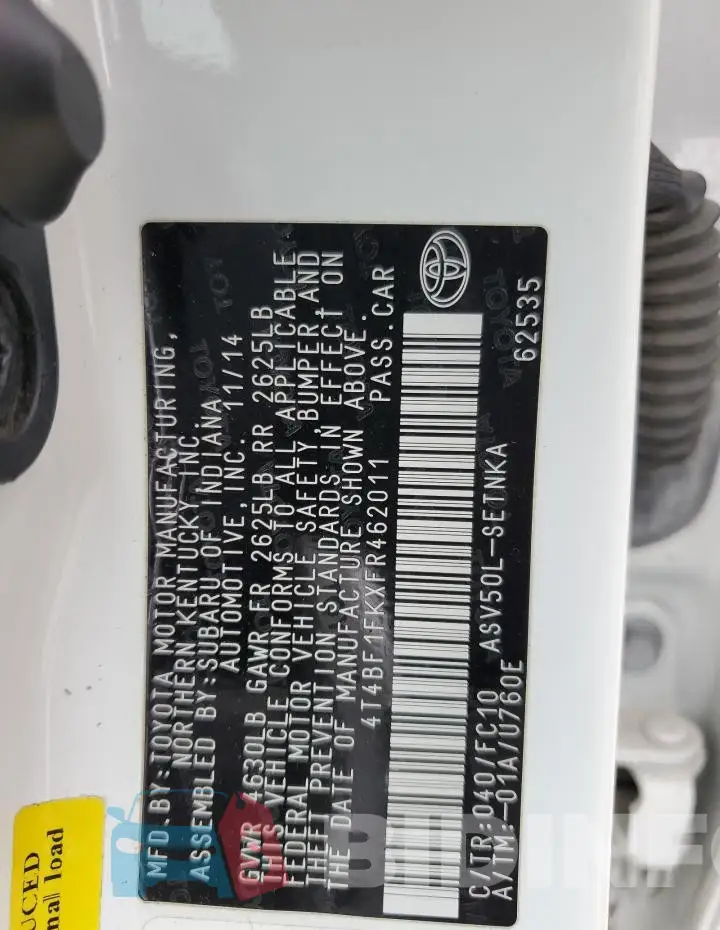 4T4BF1FKXFR462011 Photo# 13