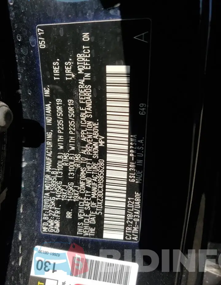 5TDXZ3DCXHS856280 Photo# 13