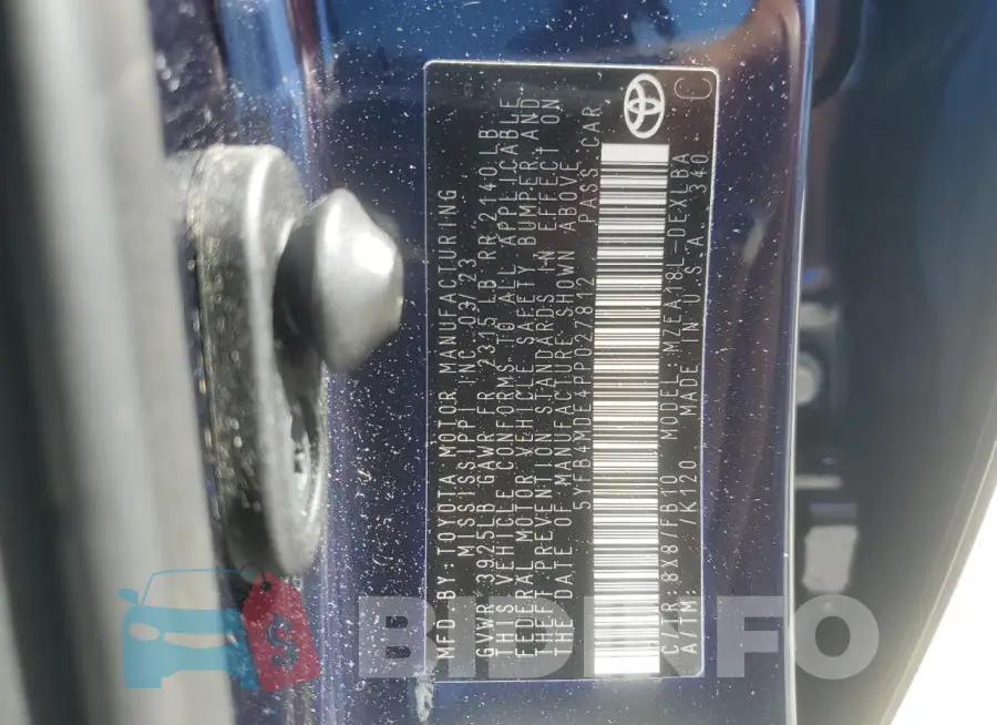 5YFB4MDE4PP027812 Photo# 13