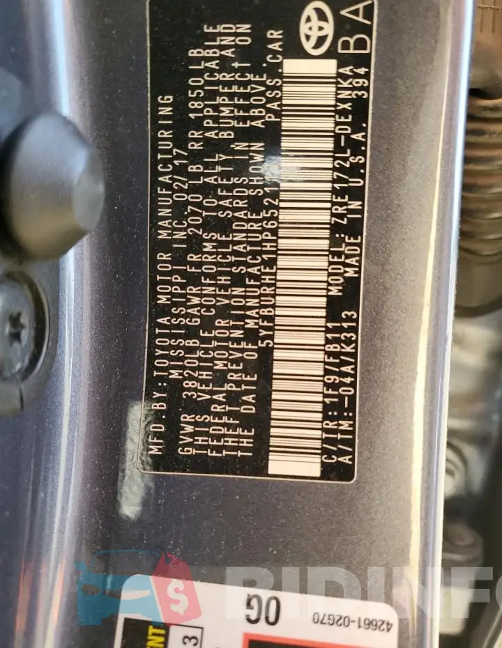 5YFBURHE1HP652113 Photo# 13