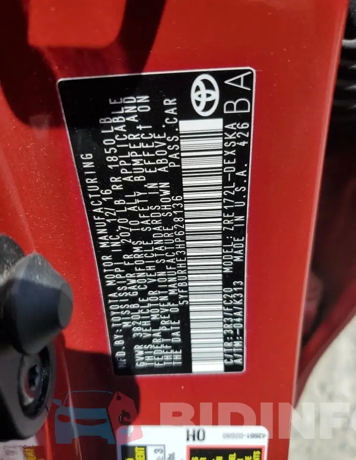 5YFBURHE3HP628136 Photo# 12
