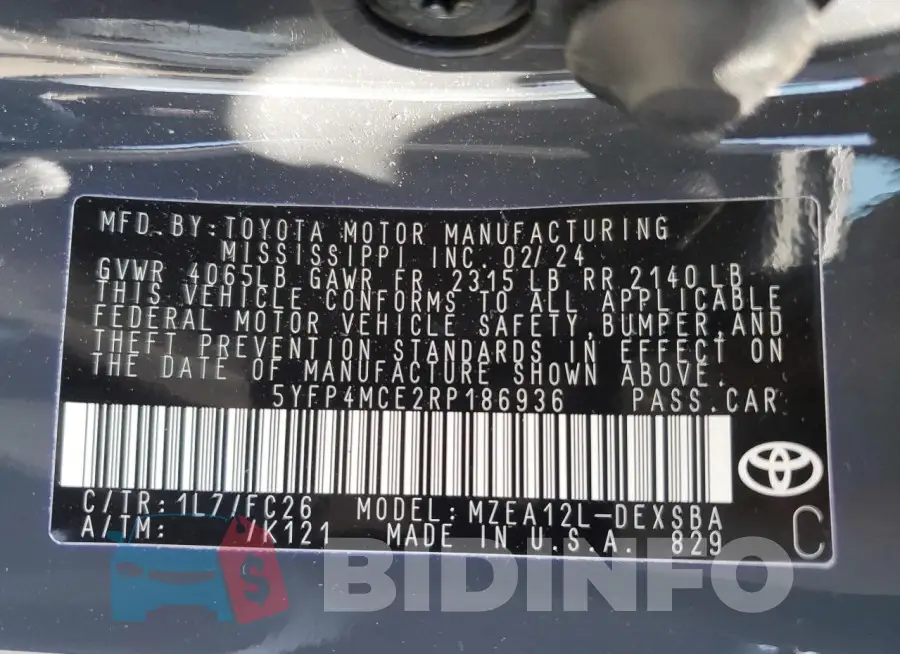 5YFP4MCE2RP186936 Photo# 12