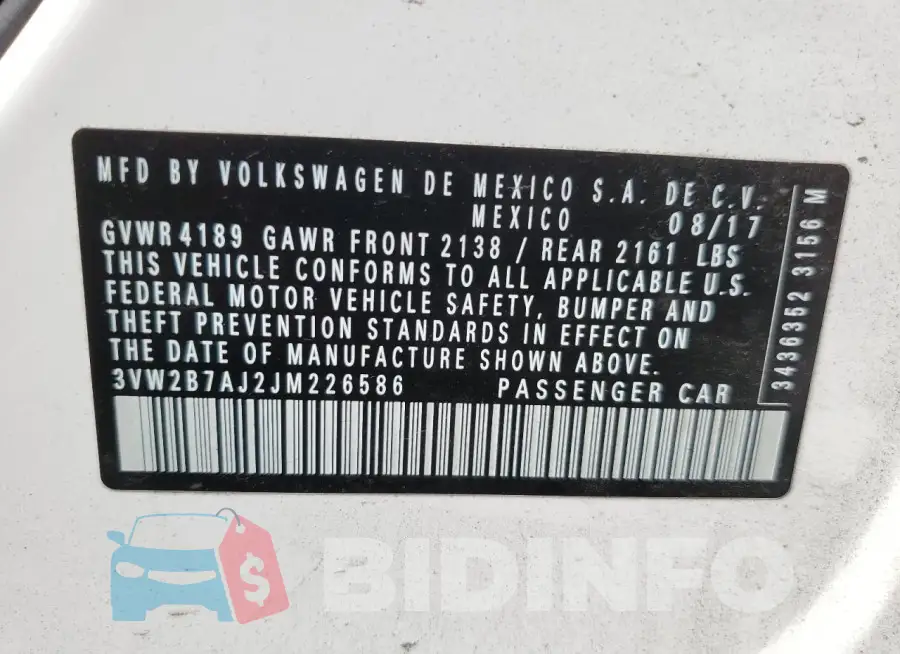 3VW2B7AJ2JM226586 Photo# 12