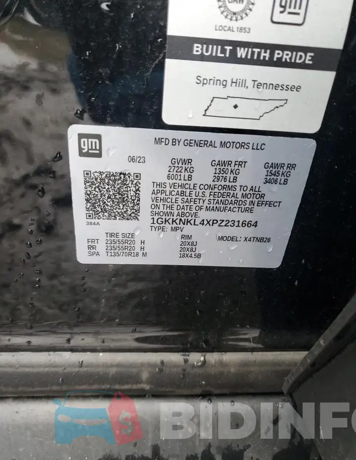1GKKNKL4XPZ231664 Photo# 13