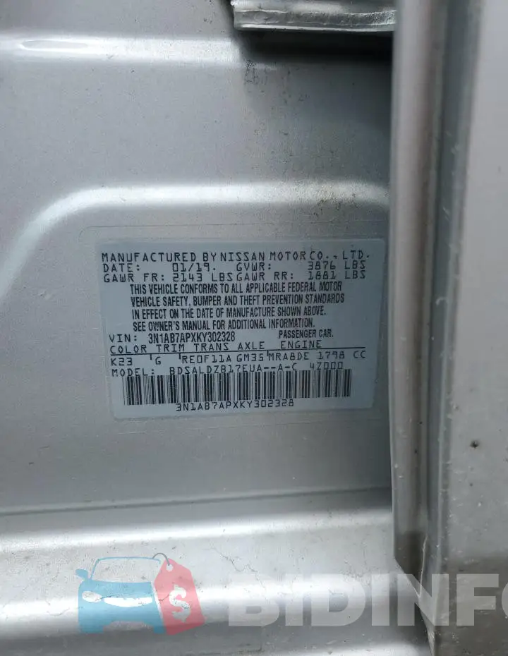 3N1AB7APXKY302328 Photo# 12
