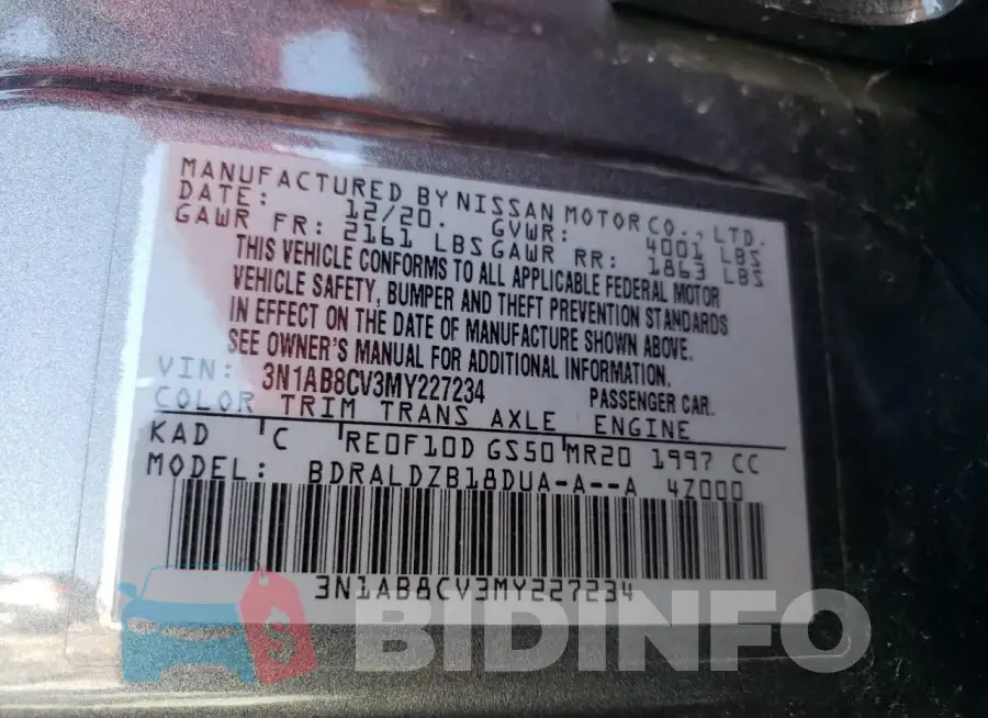 3N1AB8CV3MY227234 Photo# 12
