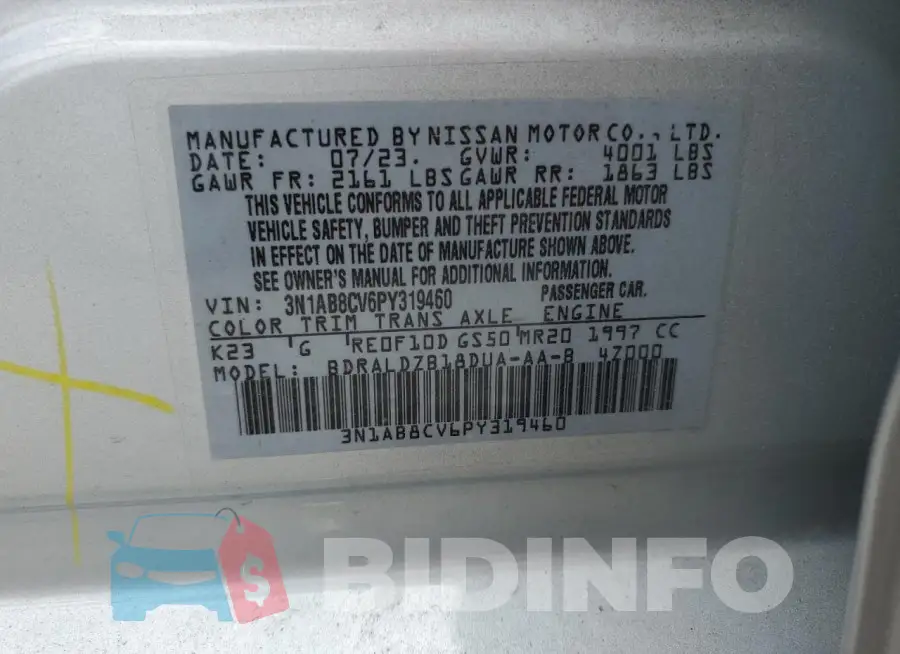 3N1AB8CV6PY319460 Photo# 12