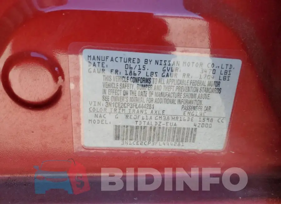 3N1CE2CP3FL444281 Photo# 12