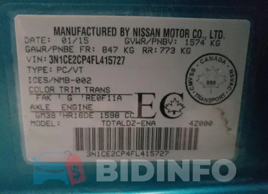 3N1CE2CP4FL415727 Photo# 13
