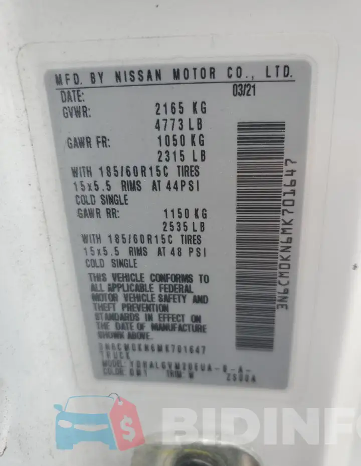 3N6CM0KN6MK701647 Photo# 13