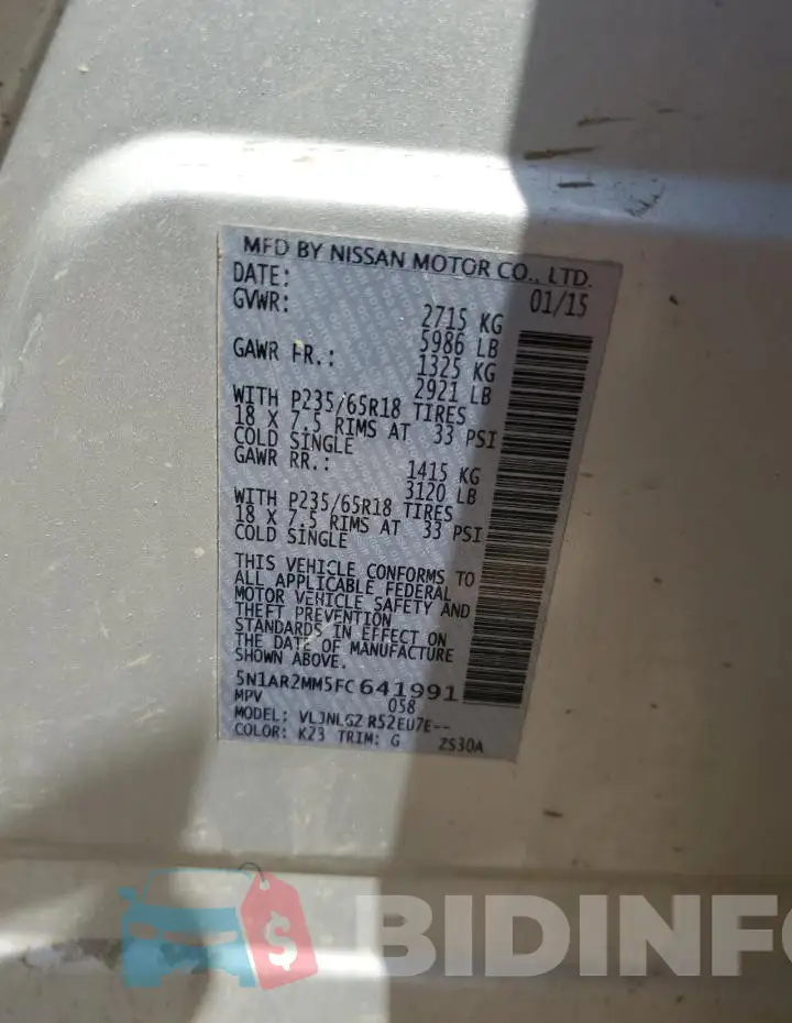 5N1AR2MM5FC641991 Photo# 13
