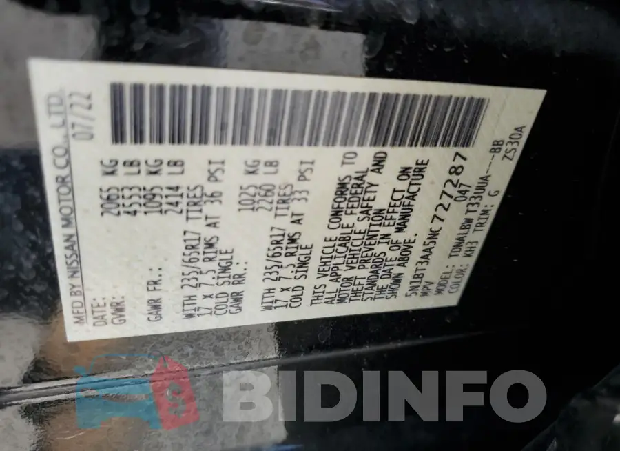 5N1BT3AA5NC727287 Photo# 13