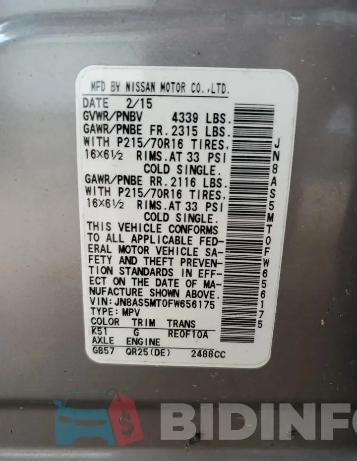 JN8AS5MT0FW656175 Photo# 12