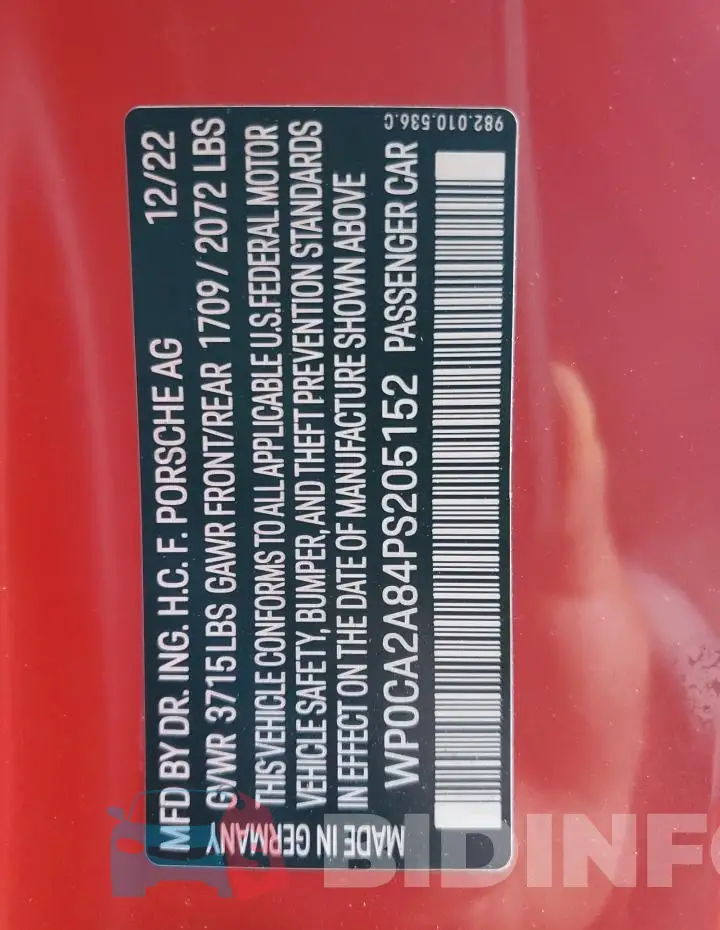 WP0CA2A84PS205152 Photo# 13