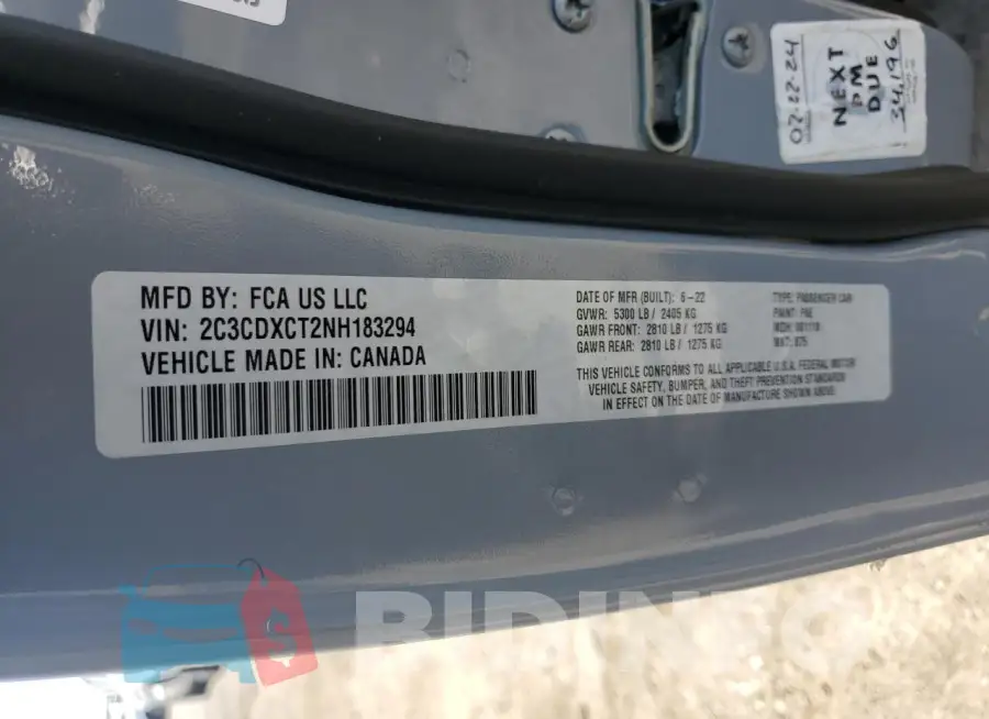 2C3CDXCT2NH183294 Photo# 12