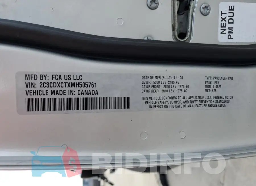 2C3CDXCTXMH505761 Photo# 13