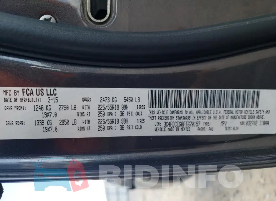 3C4PDCEG8FT670157 Photo# 13