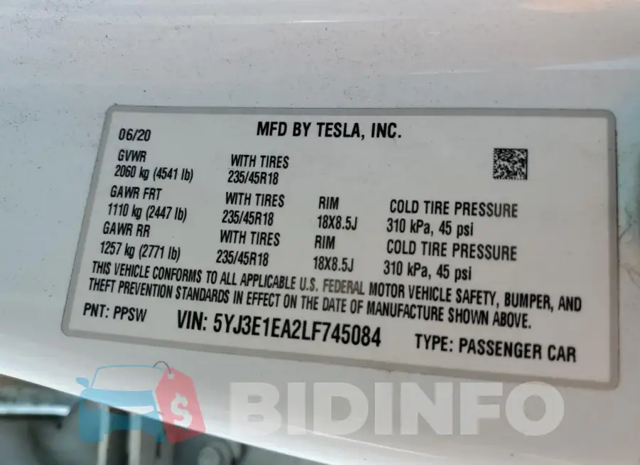 5YJ3E1EA2LF745084 Photo# 12