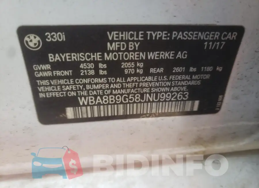 WBA8B9G58JNU99263 Photo# 12