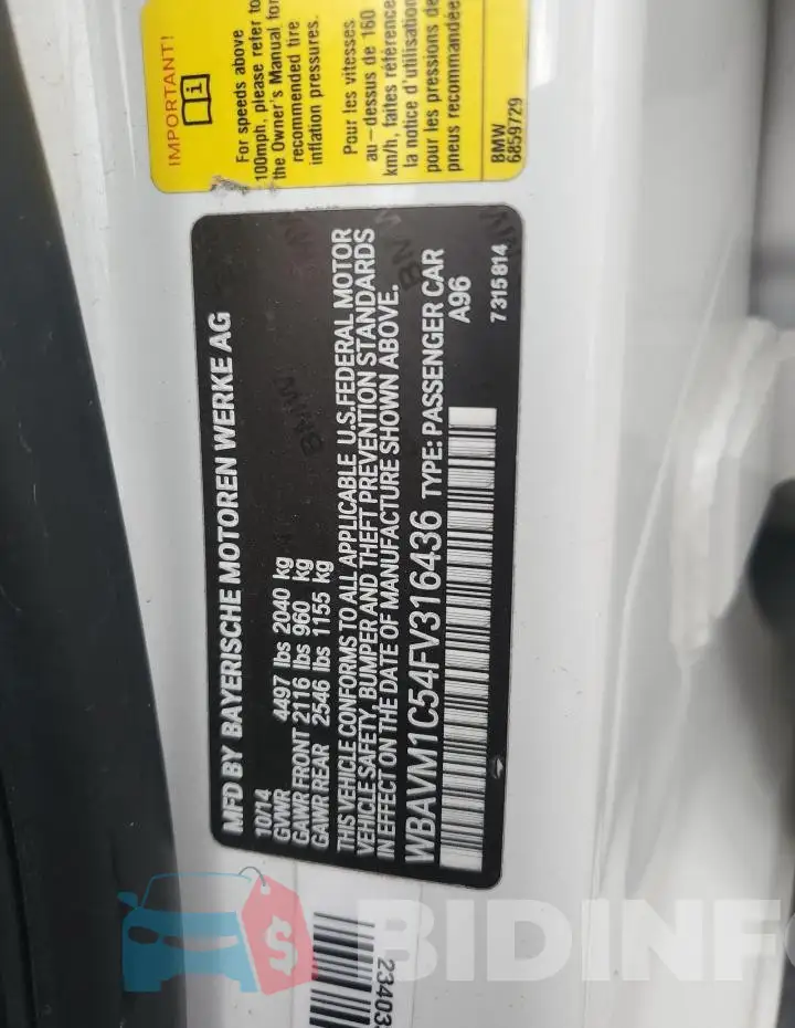 WBAVM1C54FV316436 Photo# 12