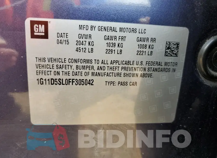 1G11D5SL0FF305042 Photo# 12