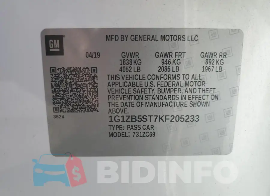 1G1ZB5ST7KF205233 Photo# 12