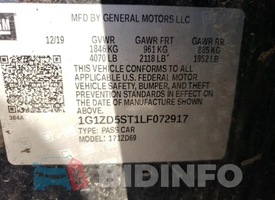 1G1ZD5ST1LF072917 Photo# 12