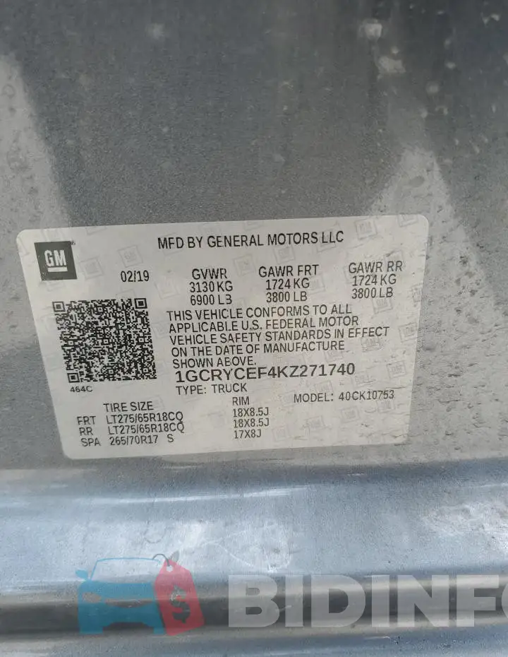 1GCRYCEF4KZ271740 Photo# 12