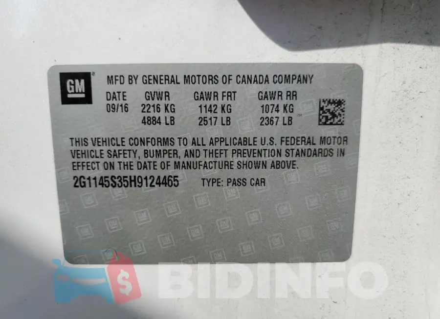 2G1145S35H9124465 Photo# 12