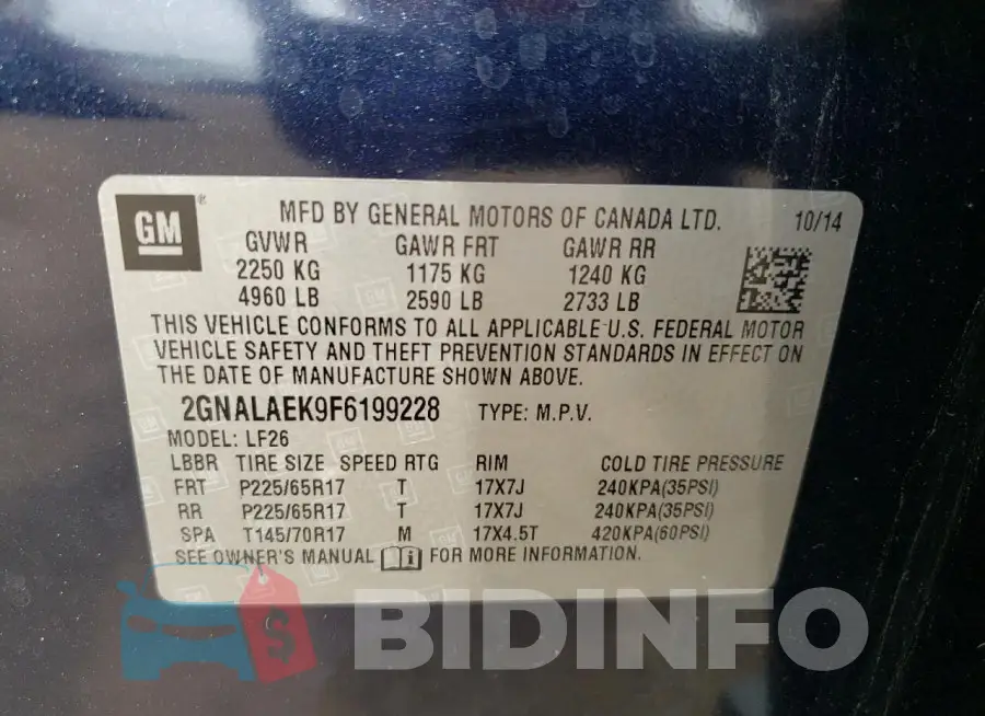 2GNALAEK9F6199228 Photo# 13